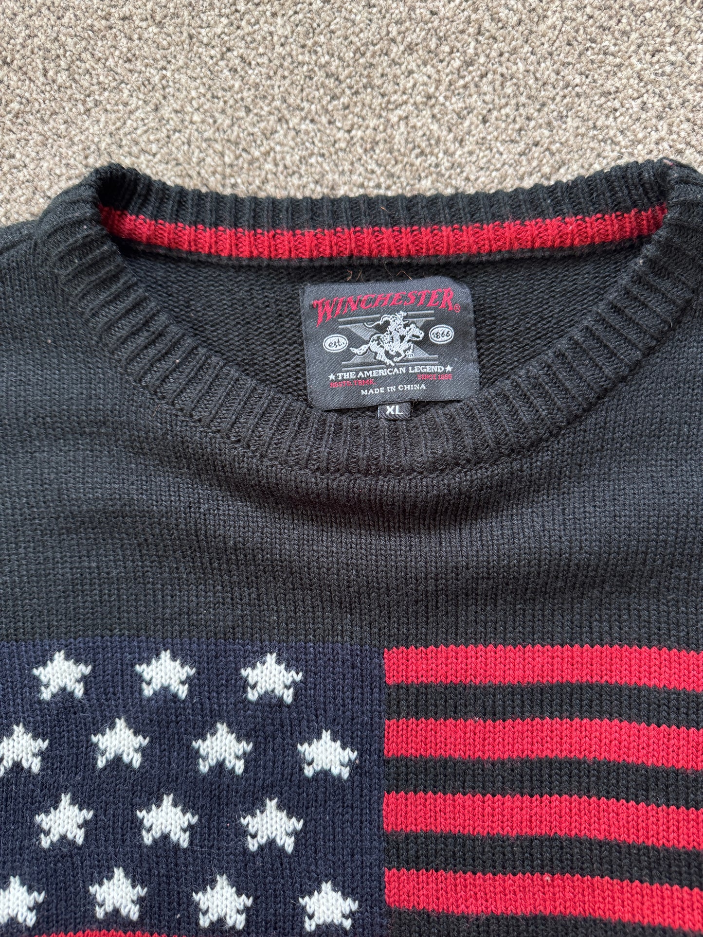 Extra large Winchester Black USA Flag Jumper