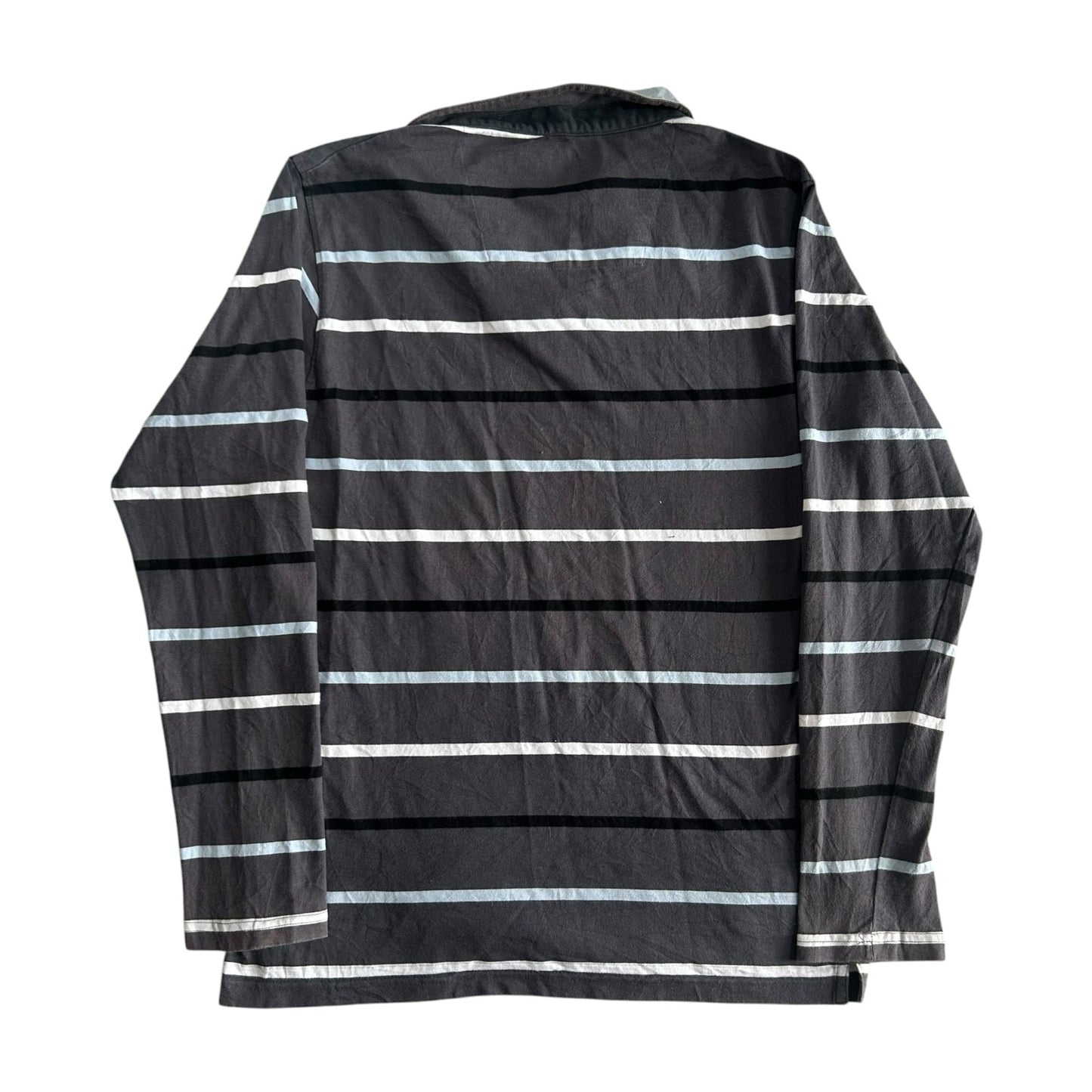 Large At Company Faded Brown Striped Rugby Shirt