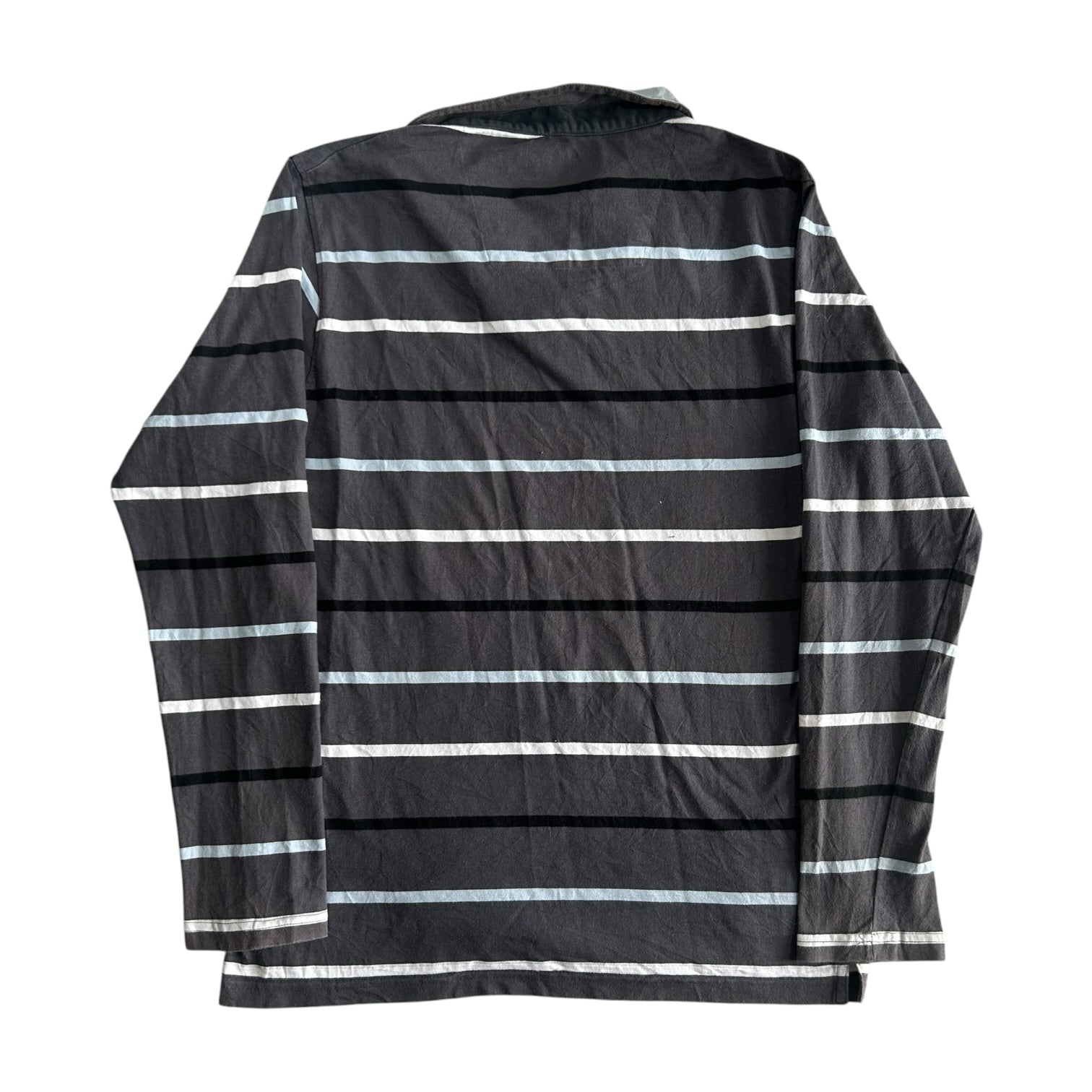 Large At Company Faded Brown Striped Rugby Shirt