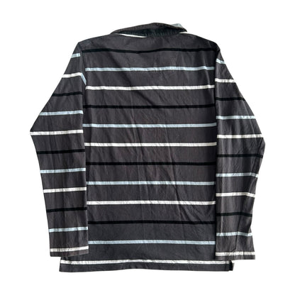 Large At Company Faded Brown Striped Rugby Shirt