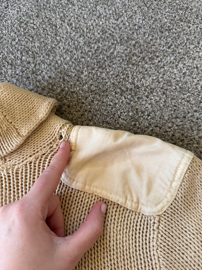 Medium Ralph Lauren Beige Knitted Shawl Neck Jumper