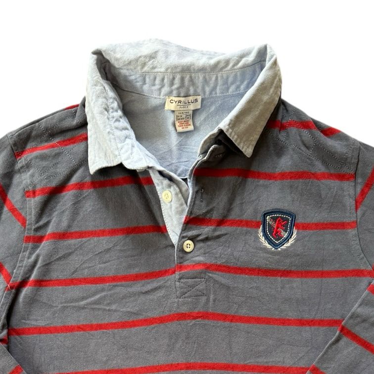 Aged 14 Cyrillus Grey and Red Rugby Shirt