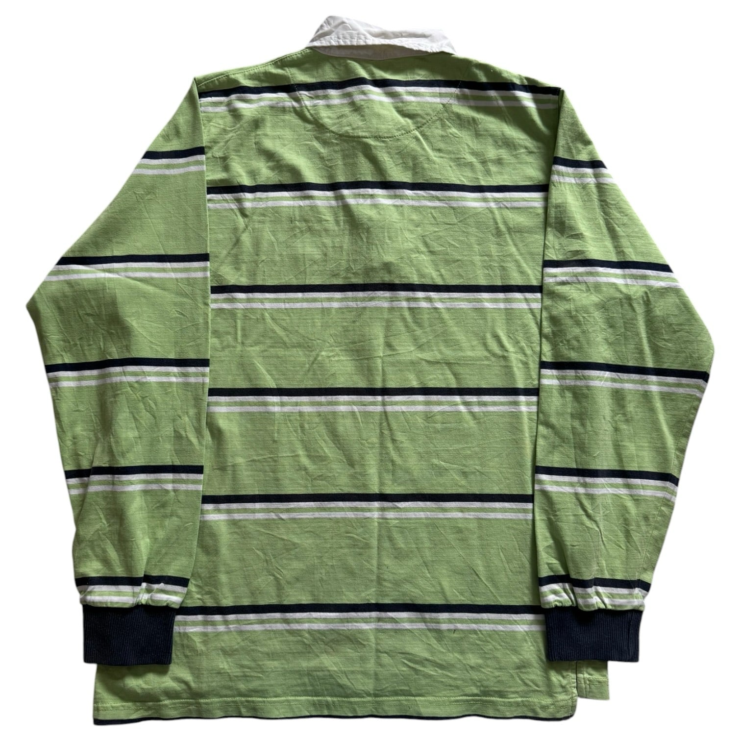 Large SMF Sport Green Striped Rugby Shirt