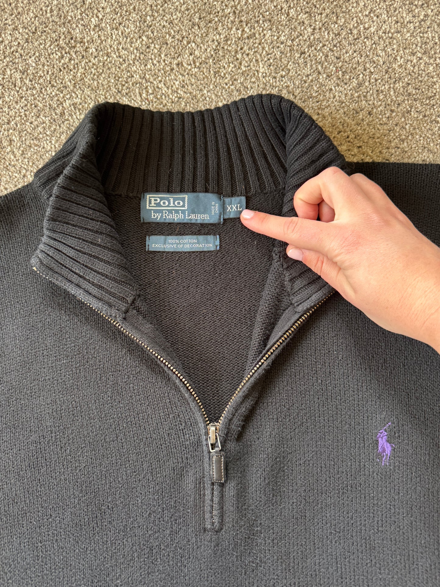 XXL Ralph Lauren Black Knitted 1/4 Zip
