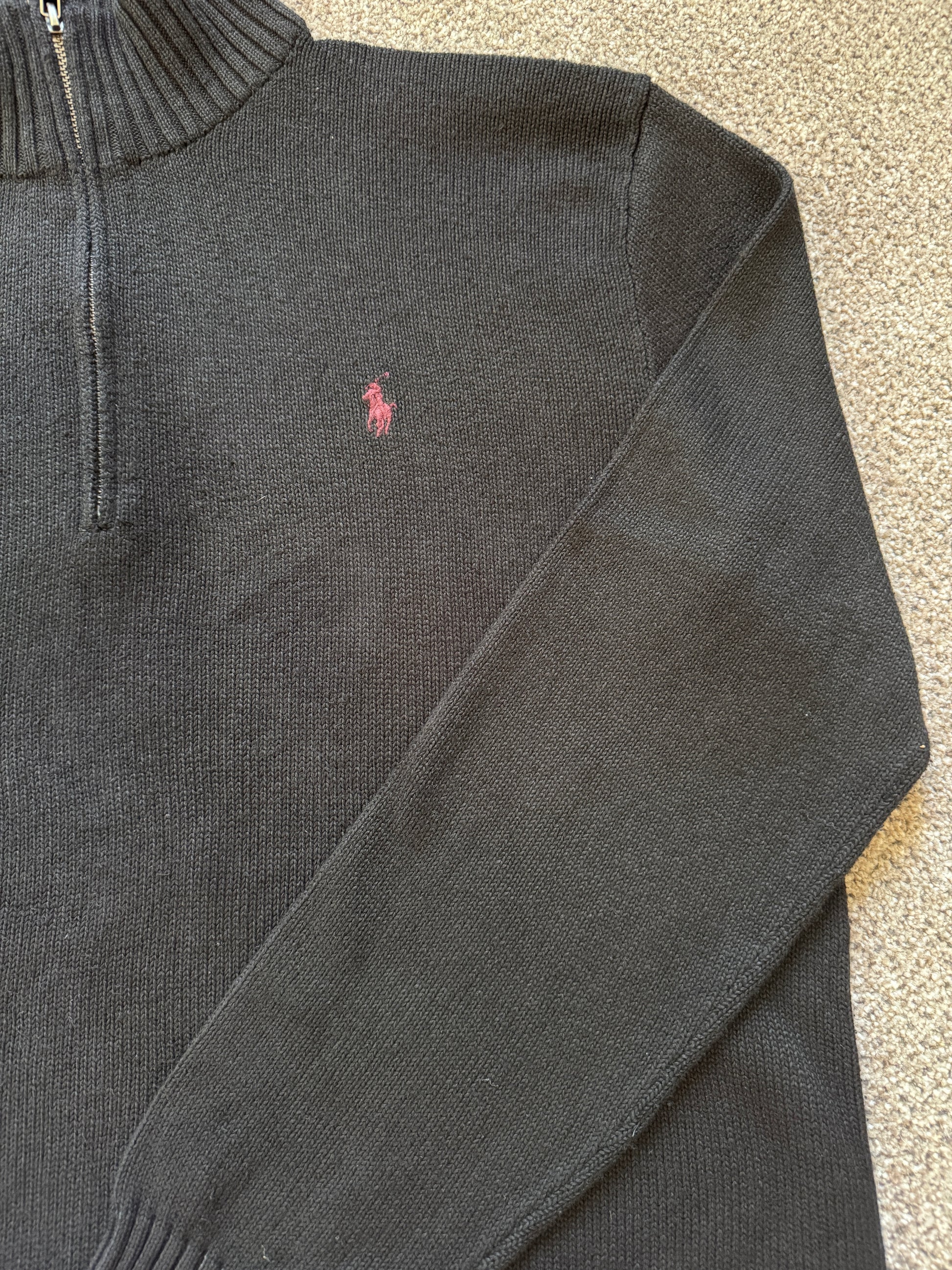 Large Ralph Lauren Black Knitted 1/4 Zip