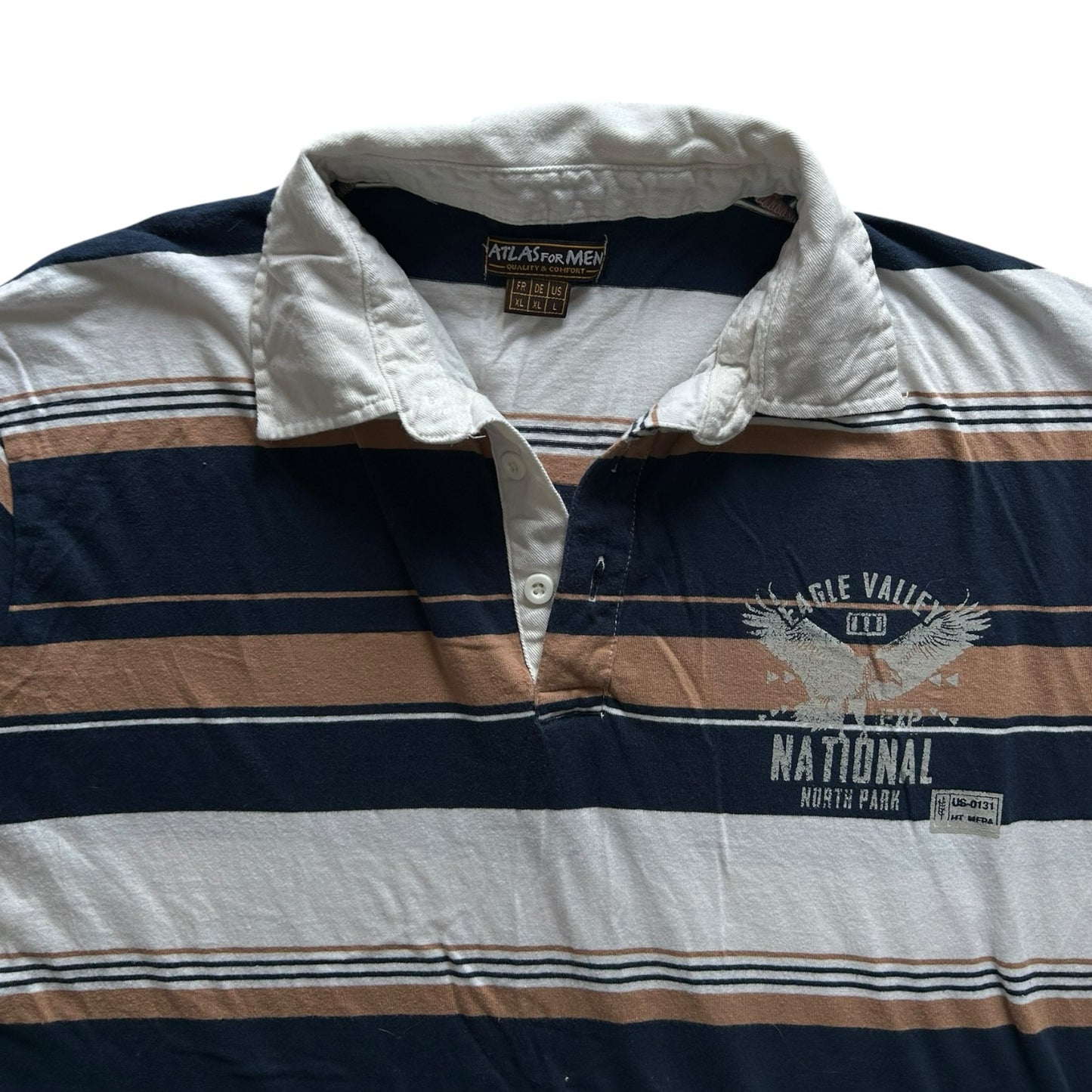 Extra large Atlas For Men White, Brown and Navy Rugby Shirt