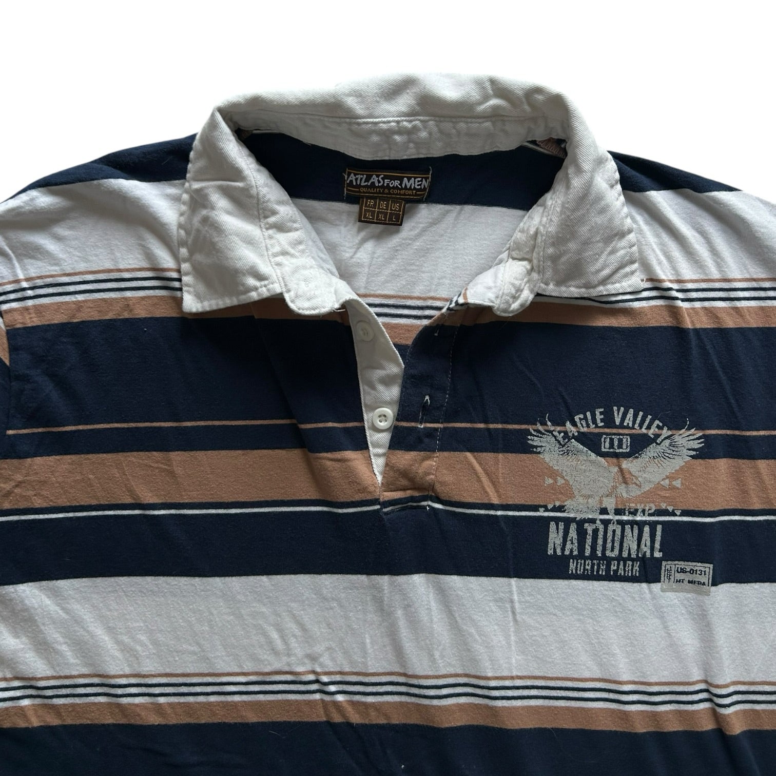 Extra large Atlas For Men White, Brown and Navy Rugby Shirt
