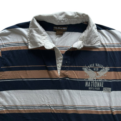 Extra large Atlas For Men White, Brown and Navy Rugby Shirt
