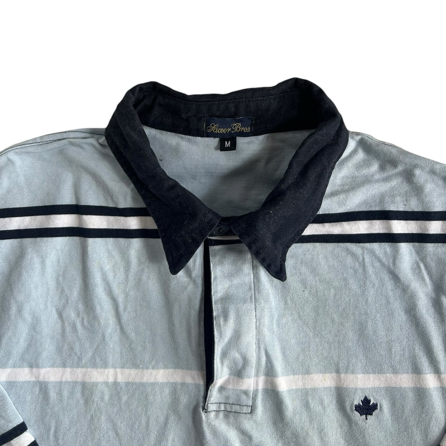 Medium Sacoor Blue, White and Black Rugby Shirt