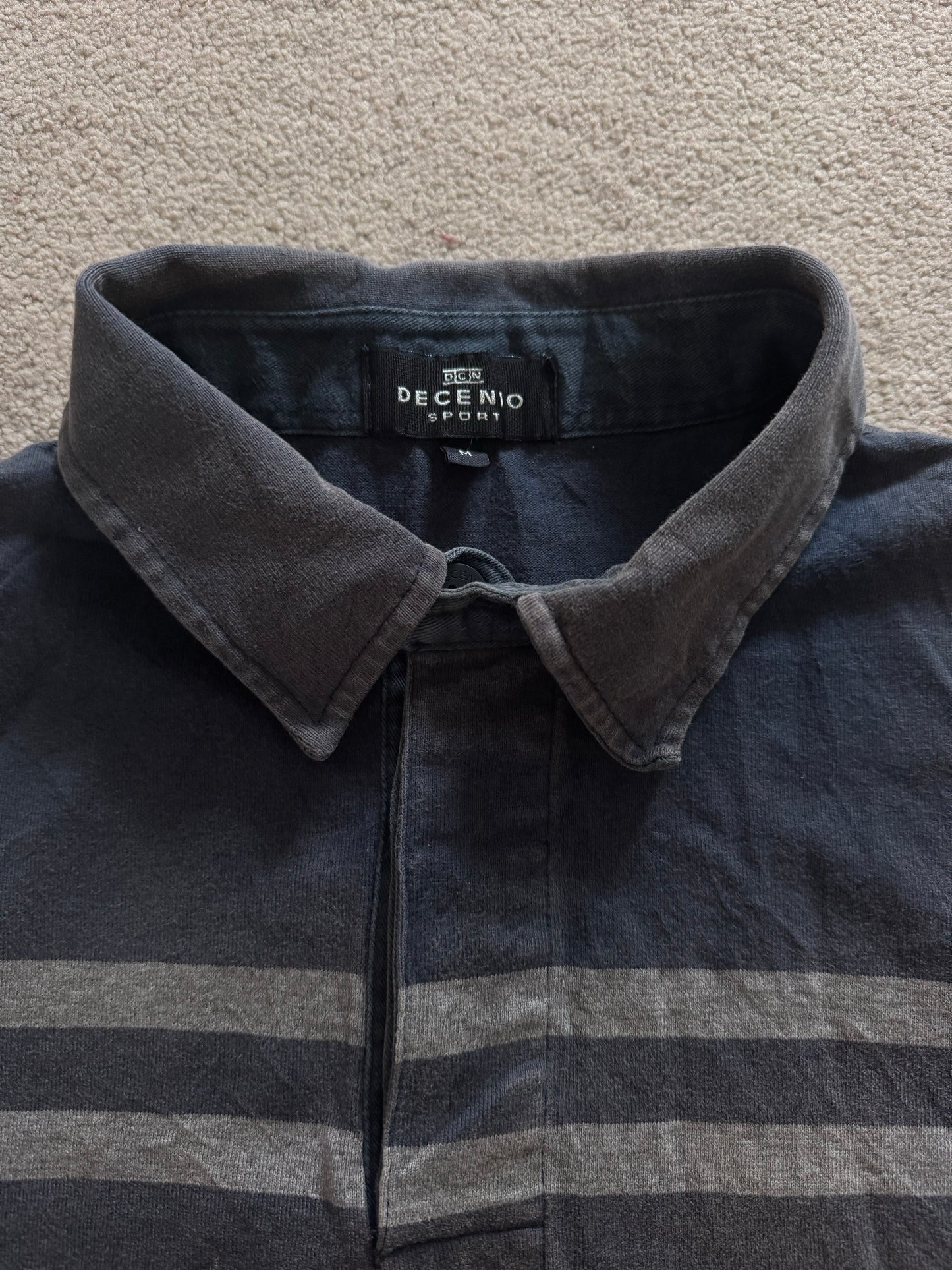 Medium Decenio Grey Striped Rugby Shirt