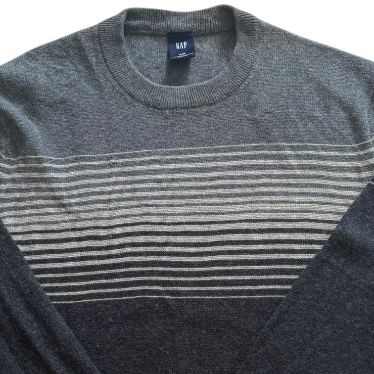 Small Gap Grey Knitted Striped Jumper