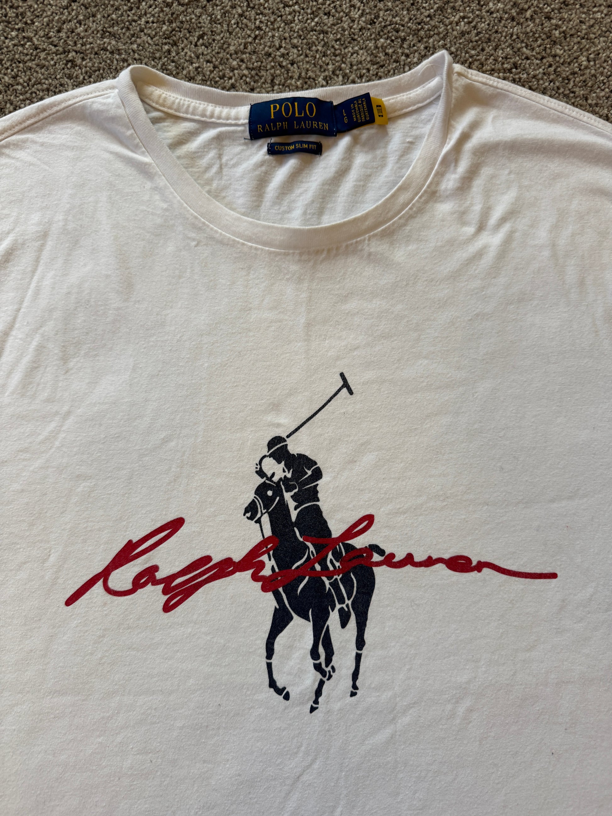 Large Ralph Lauren White Polo Horse T-Shirt