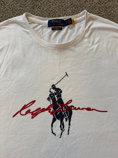 Large Ralph Lauren White Polo Horse T-Shirt