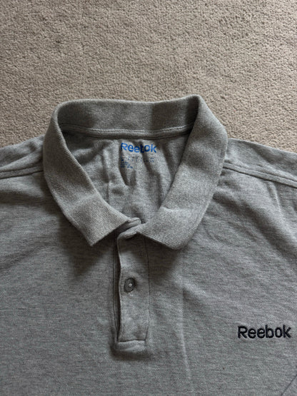Large Reebok Grey Long Sleeved Polo Shirt