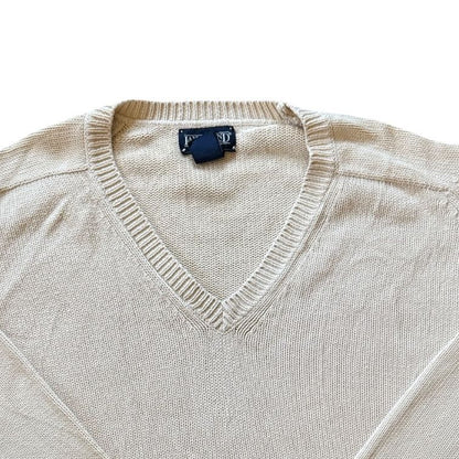 Woman's Medium Lands' End Beige V-Neck Knitted Jumper