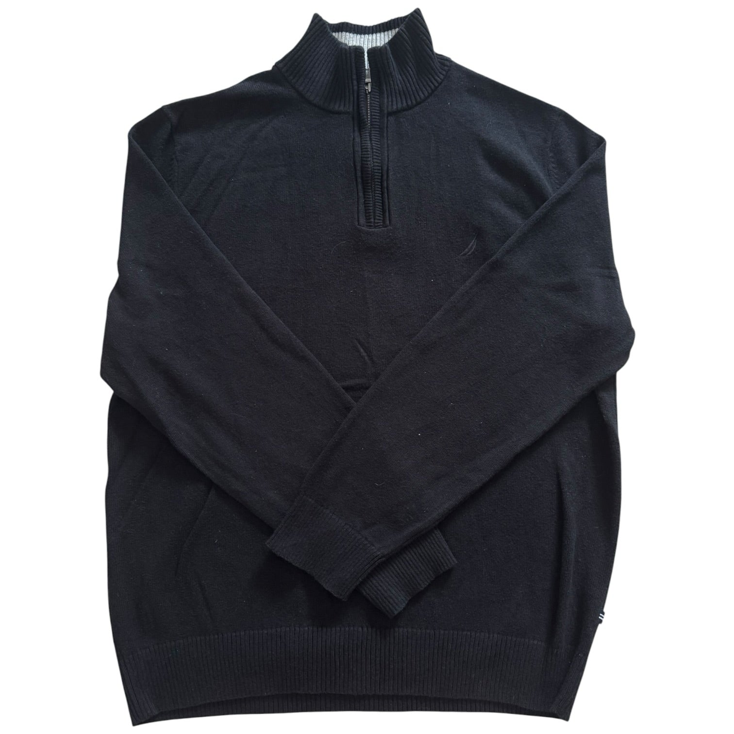 Large Nautica Black Pima Cotton 1/4 Zip Jumper