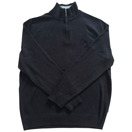 Large Nautica Black Pima Cotton 1/4 Zip Jumper