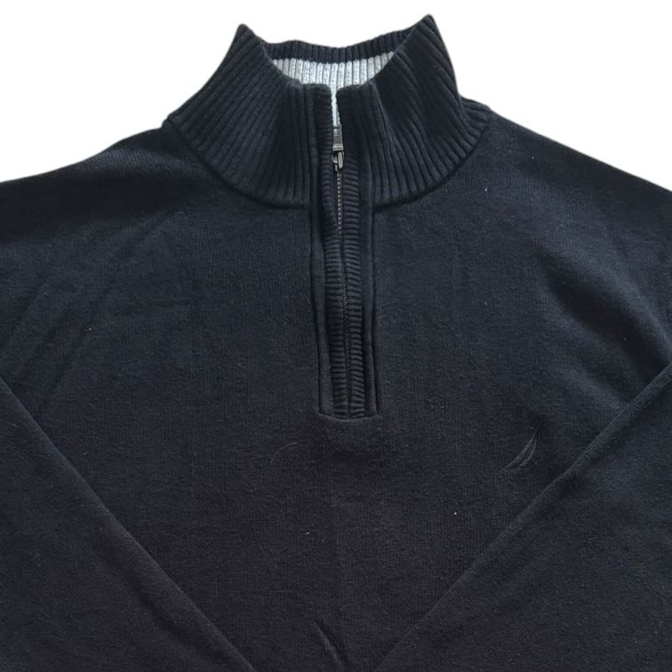 Large Nautica Black Pima Cotton 1/4 Zip Jumper