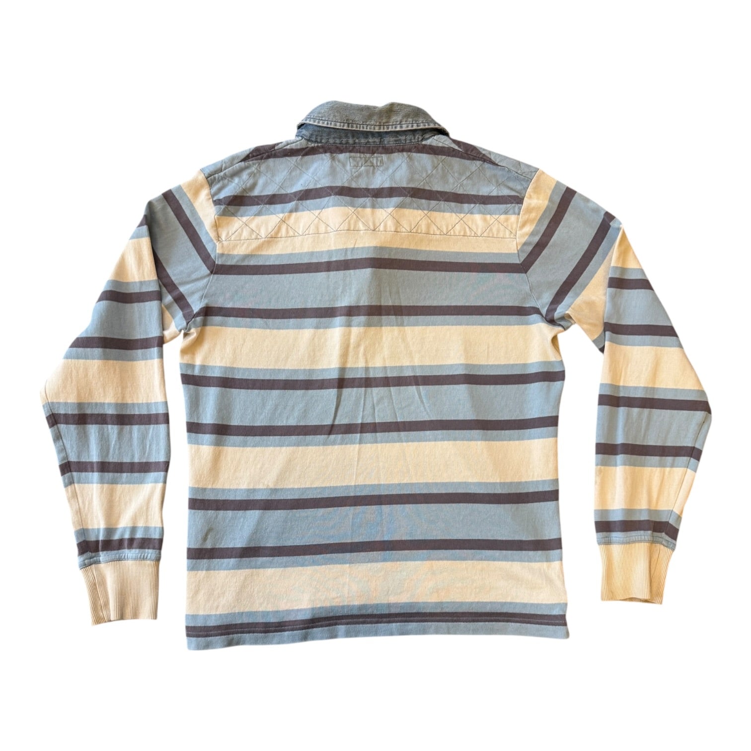 Large Gant Blue Striped Rugby Shirt - Marked