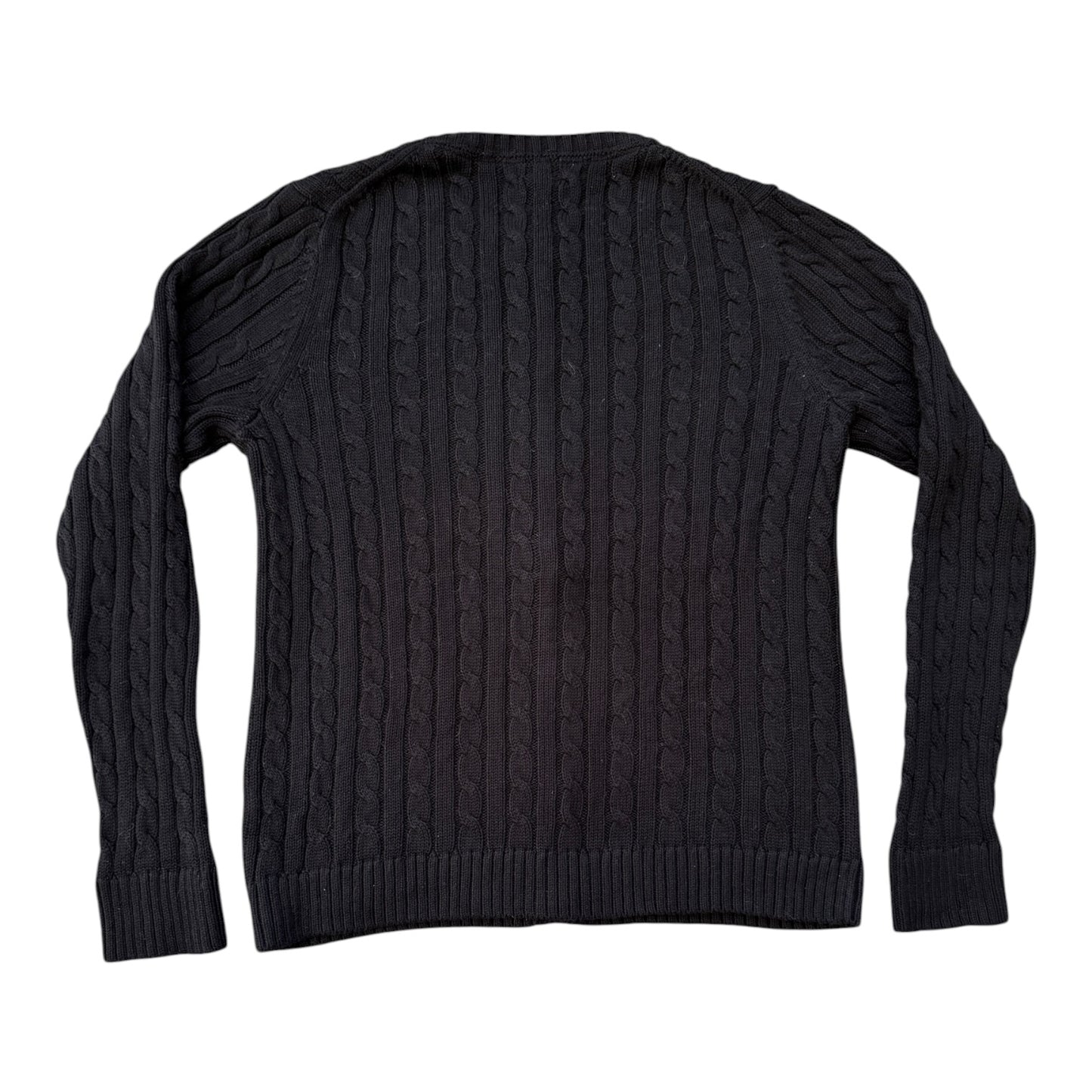 Woman's Medium L.L.bean Black Cable Knit Cardigan