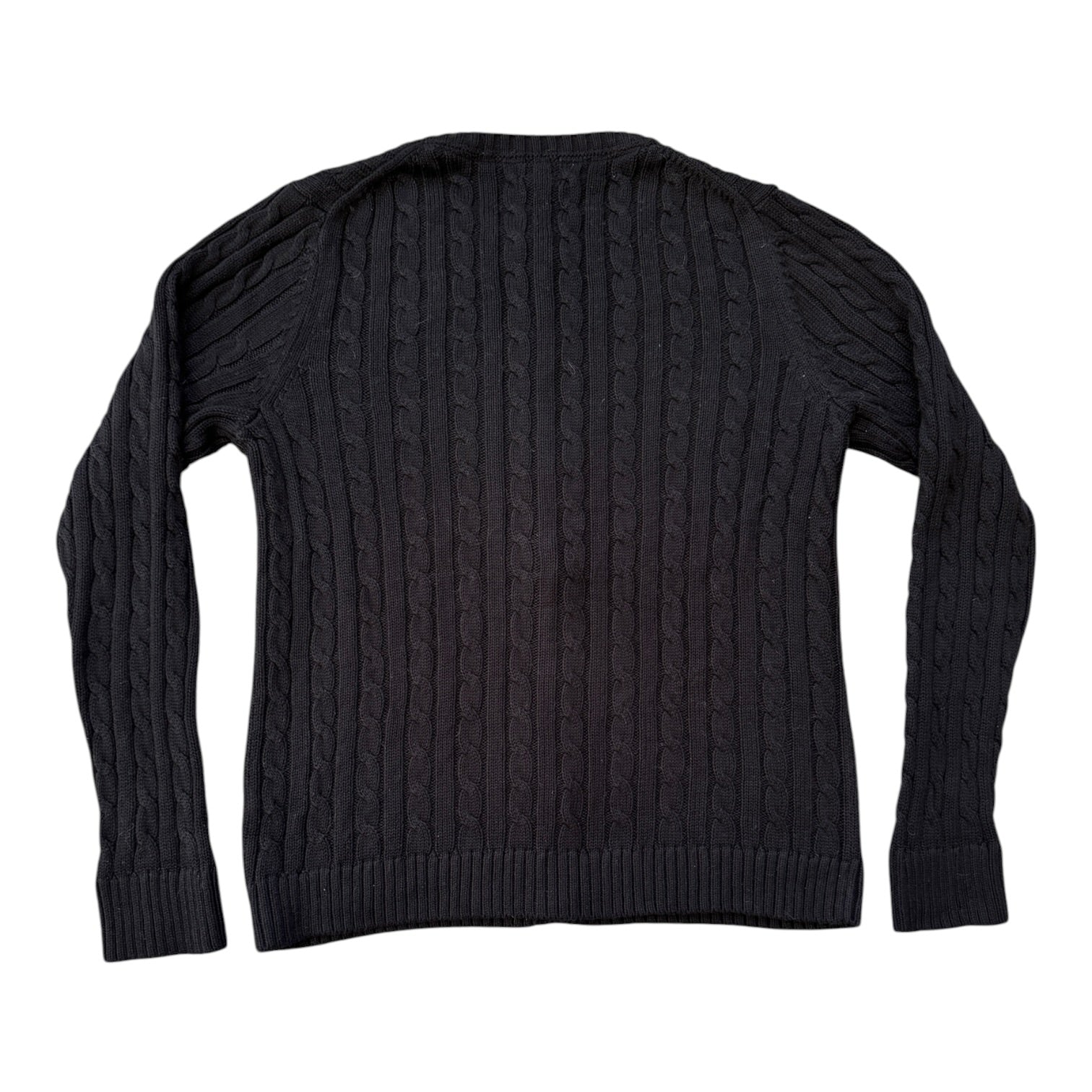 Woman's Medium L.L.bean Black Cable Knit Cardigan