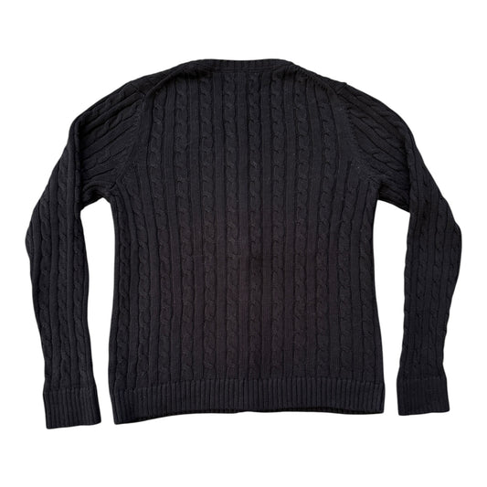 Woman's Medium L.L.bean Black Cable Knit Cardigan