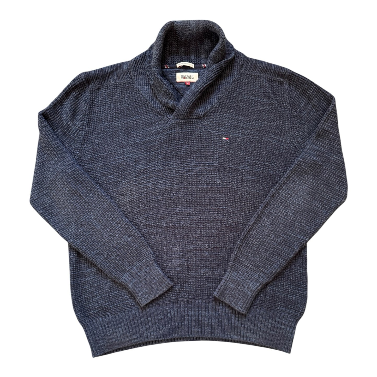 Medium Tommy Hilfiger Blue Knitted Shawl Neck Jumper