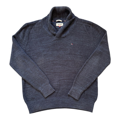 Medium Tommy Hilfiger Blue Knitted Shawl Neck Jumper