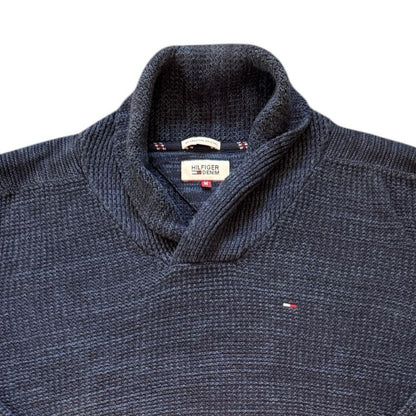 Medium Tommy Hilfiger Blue Knitted Shawl Neck Jumper