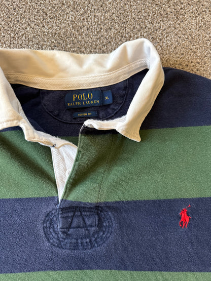 Extra large Ralph Lauren Navy And Green Rugby Shirt