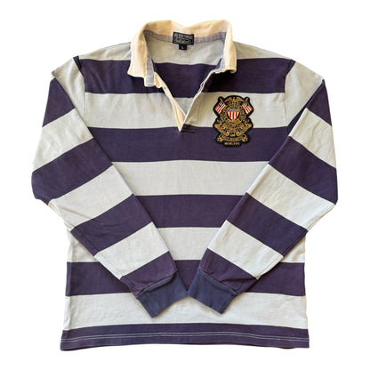 Large Ralph Lauren Navy and Blue Rugby Shirt