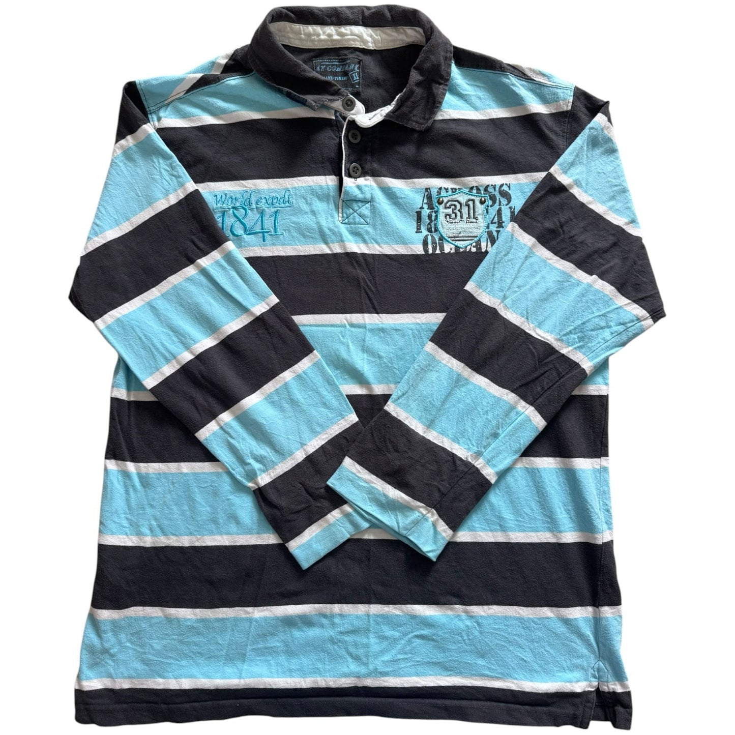 Extra large At Company Blue and Washed Black Rugby Shirt