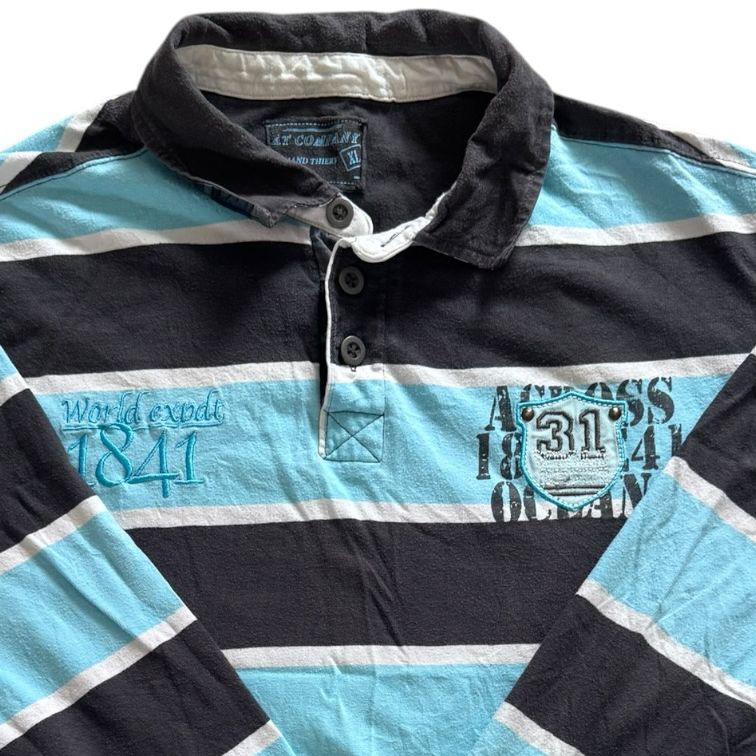 Extra large At Company Blue and Washed Black Rugby Shirt