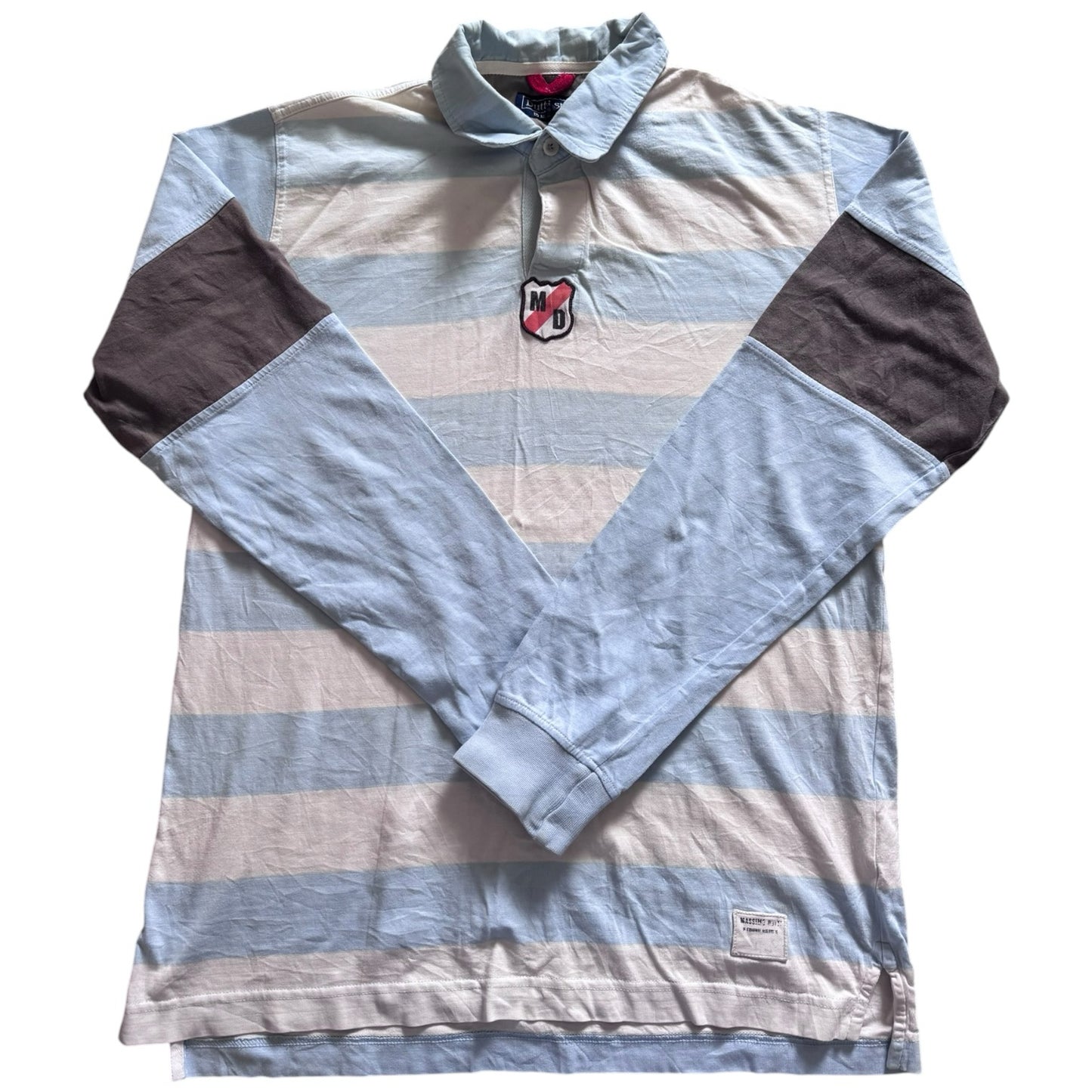 Large Dutti Sport Blue and White Rugby Shirt