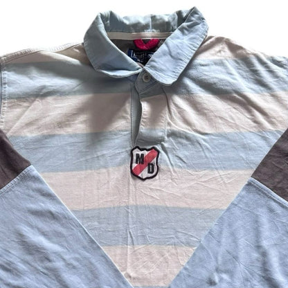 Large Dutti Sport Blue and White Rugby Shirt