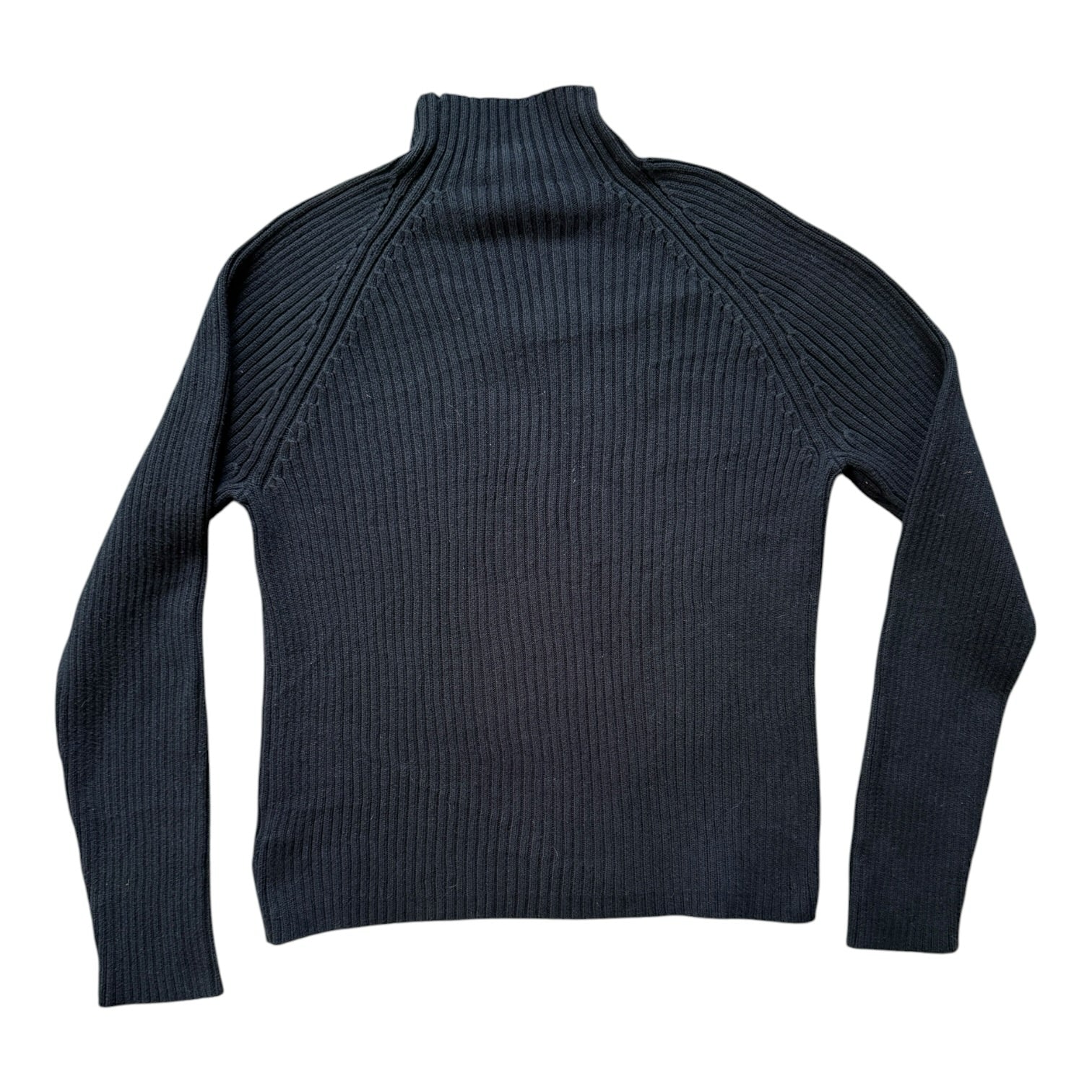 Woman's Medium Ralph Lauren Black Mock Neck Button Jumper