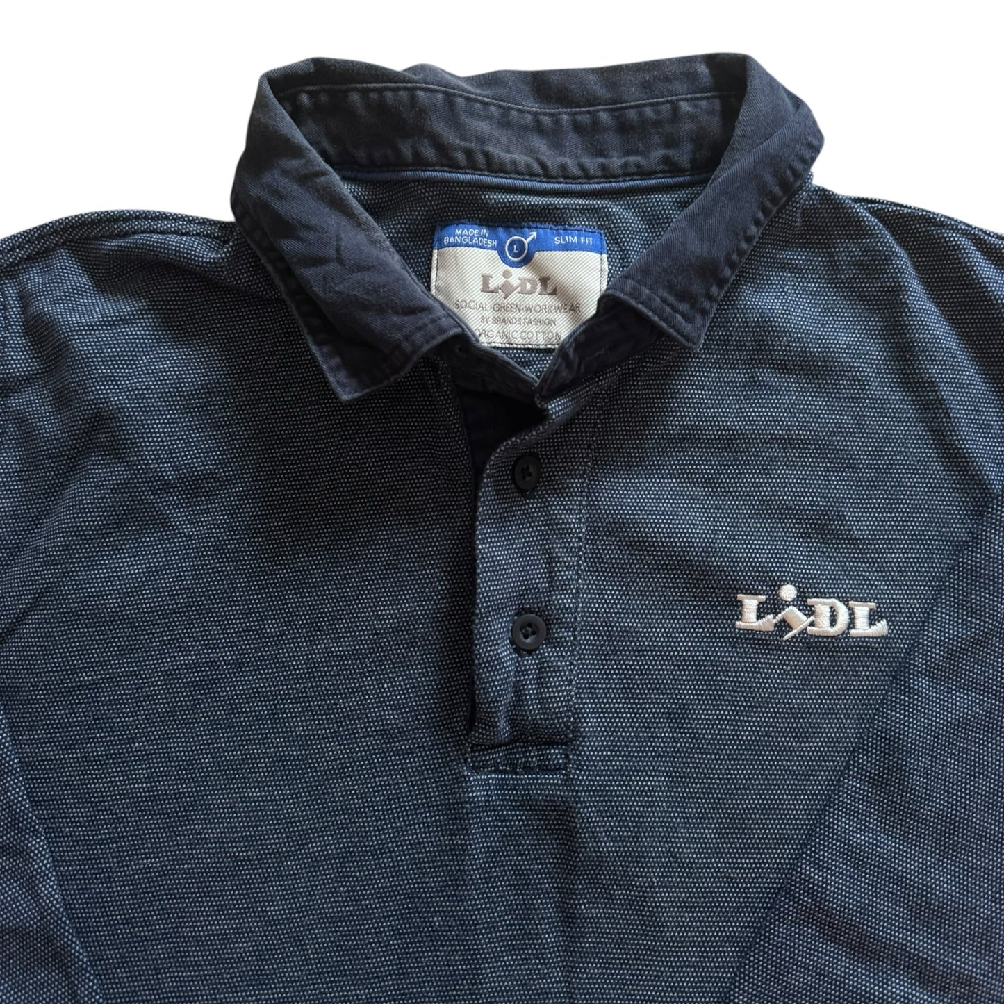 Large Lidl Navy Long Sleeved Polo Shirt