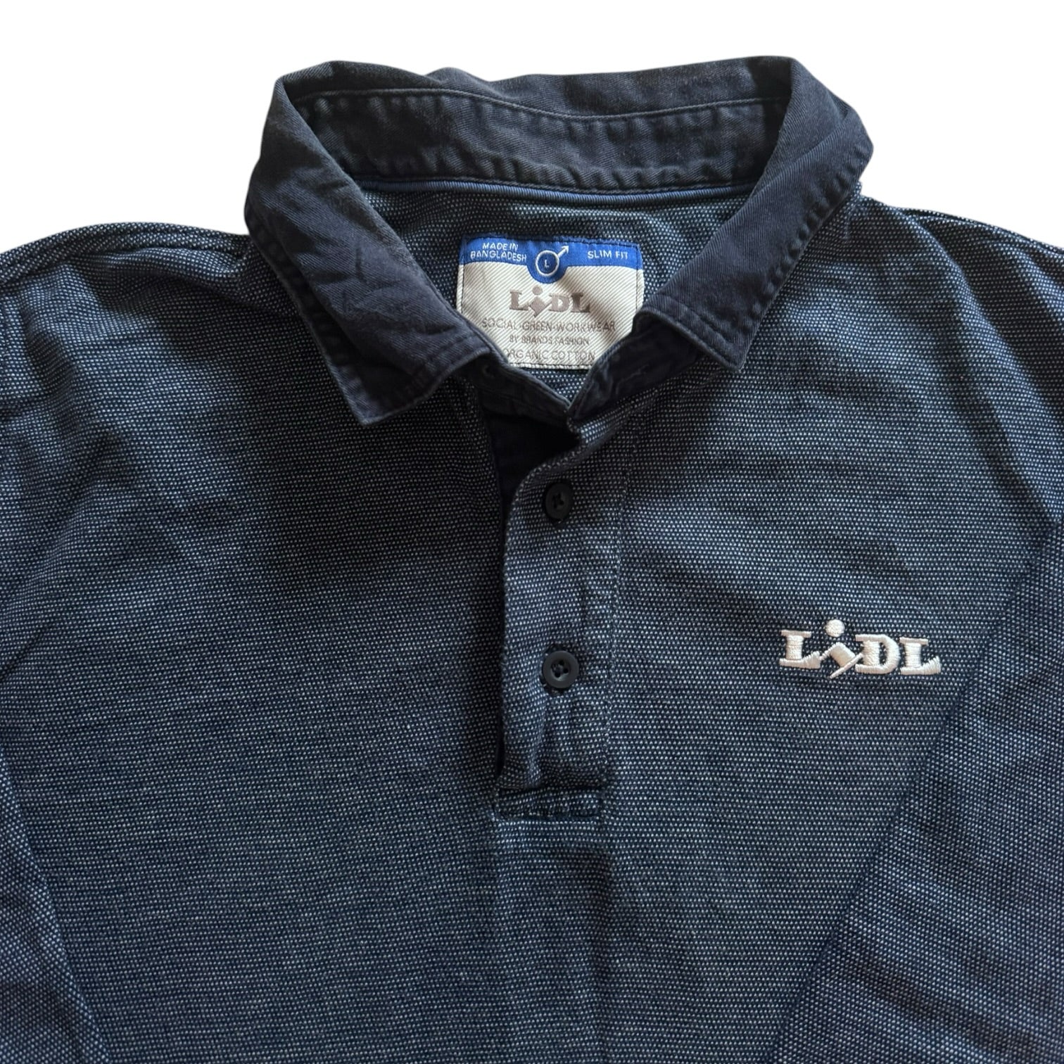 Large Lidl Navy Long Sleeved Polo Shirt