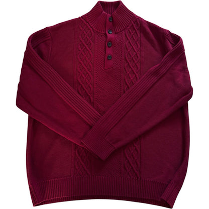 XXL Nautica Red Cable Knit 1/4 Button Jumper