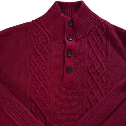 XXL Nautica Red Cable Knit 1/4 Button Jumper