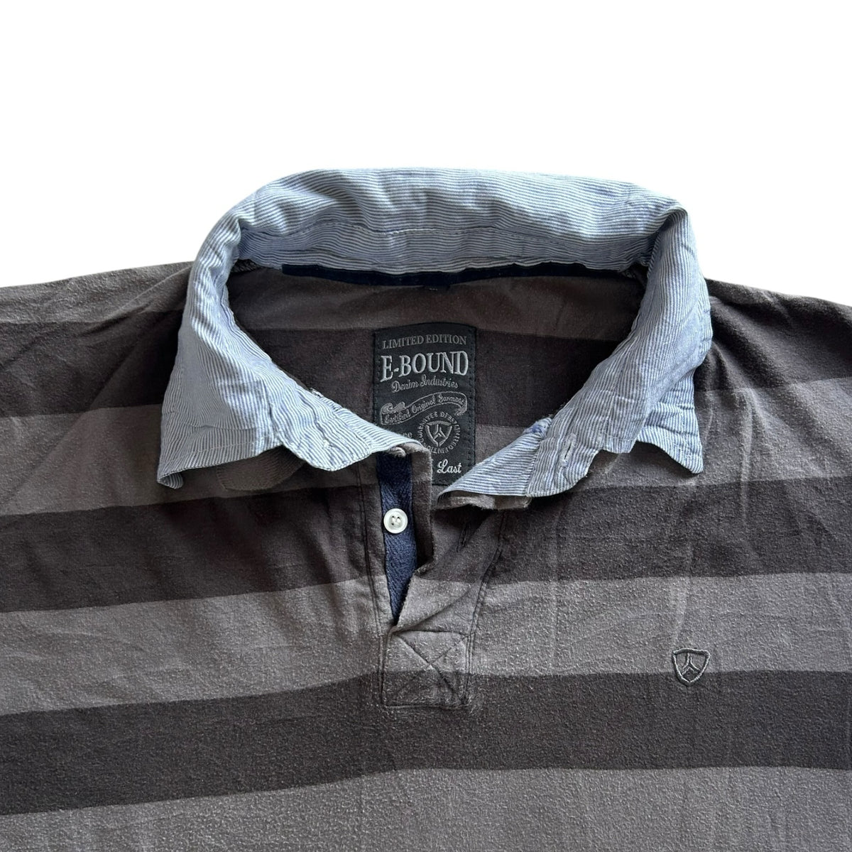 Extra large E-bound Brown Striped Body and White/Blue Striped Built in Sleeves Rugby Shirt