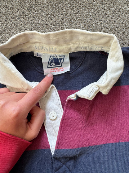 Large Nuttalls Navy and Burgundy Rugby Shirt