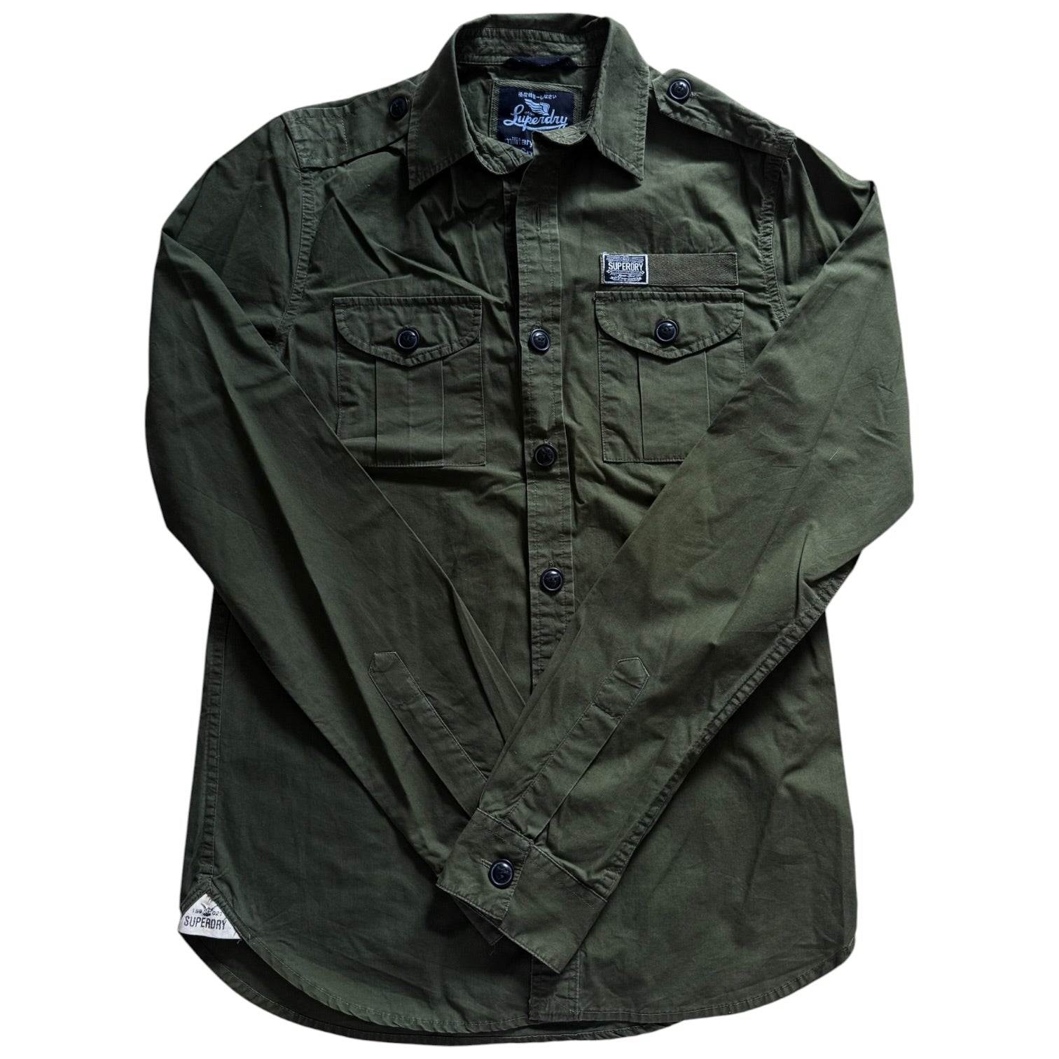 Small Superdry Green Military Style Shirt