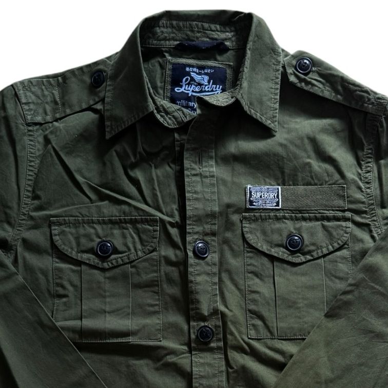 Small Superdry Green Military Style Shirt