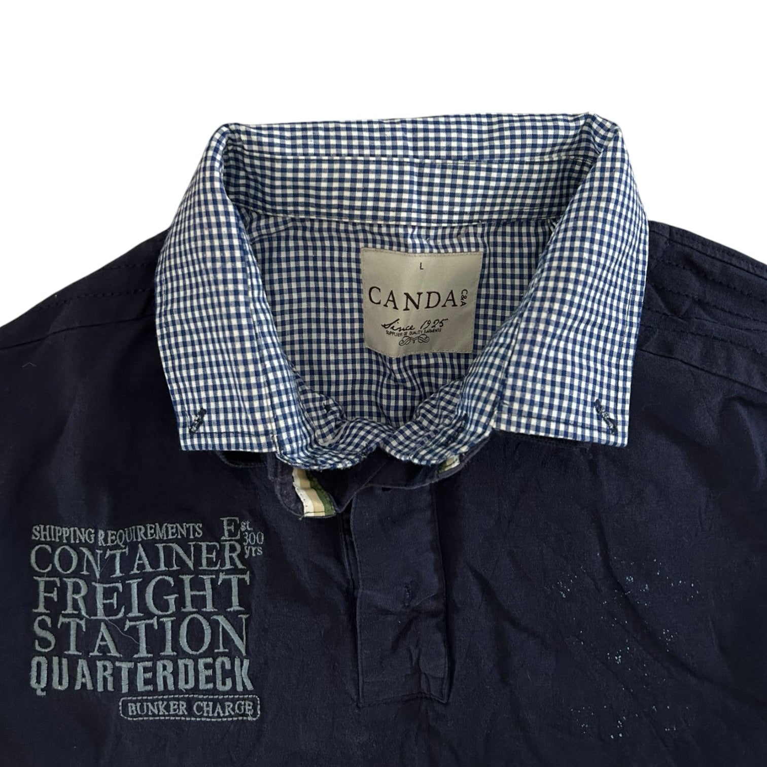 Large Canda Navy Rugby Shirt with Shirt Collar