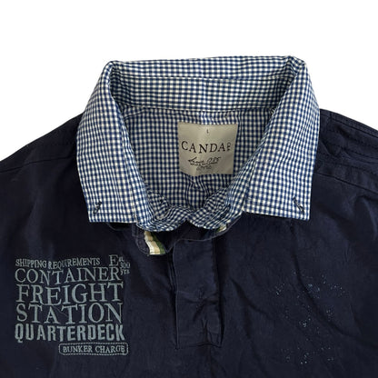 Large Canda Navy Rugby Shirt with Shirt Collar