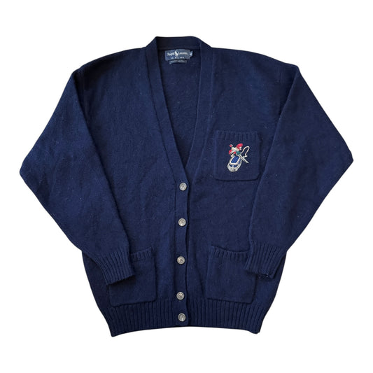 Medium Ralph Lauren Shetland Wool Navy Pheasant Cardigan