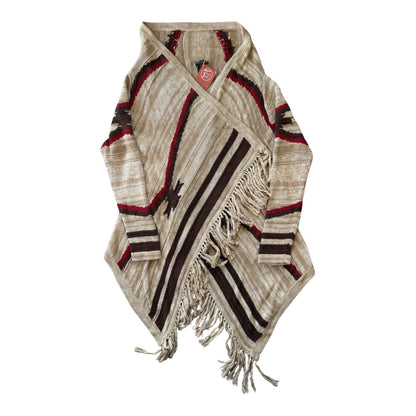 Woman's Large Ralph Lauren Southwestern Tribal Aztec Beige Shawl Cardigan Wrap