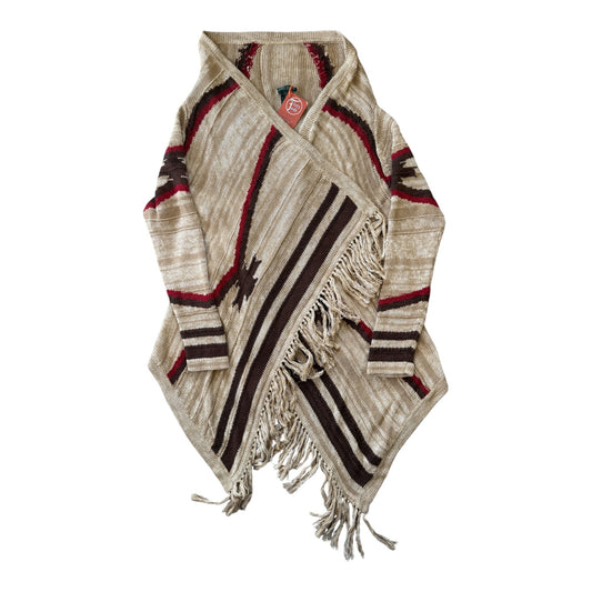 Woman's Large Ralph Lauren Southwestern Tribal Aztec Beige Shawl Cardigan Wrap