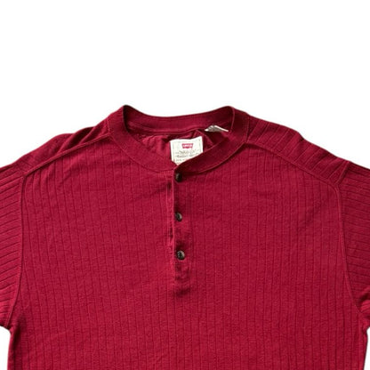 Medium Levi's Red Knitted Henley T-Shirt